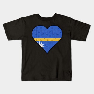 Nauruan Jigsaw Puzzle Heart Design - Gift for Nauruan With Nauru Roots Kids T-Shirt